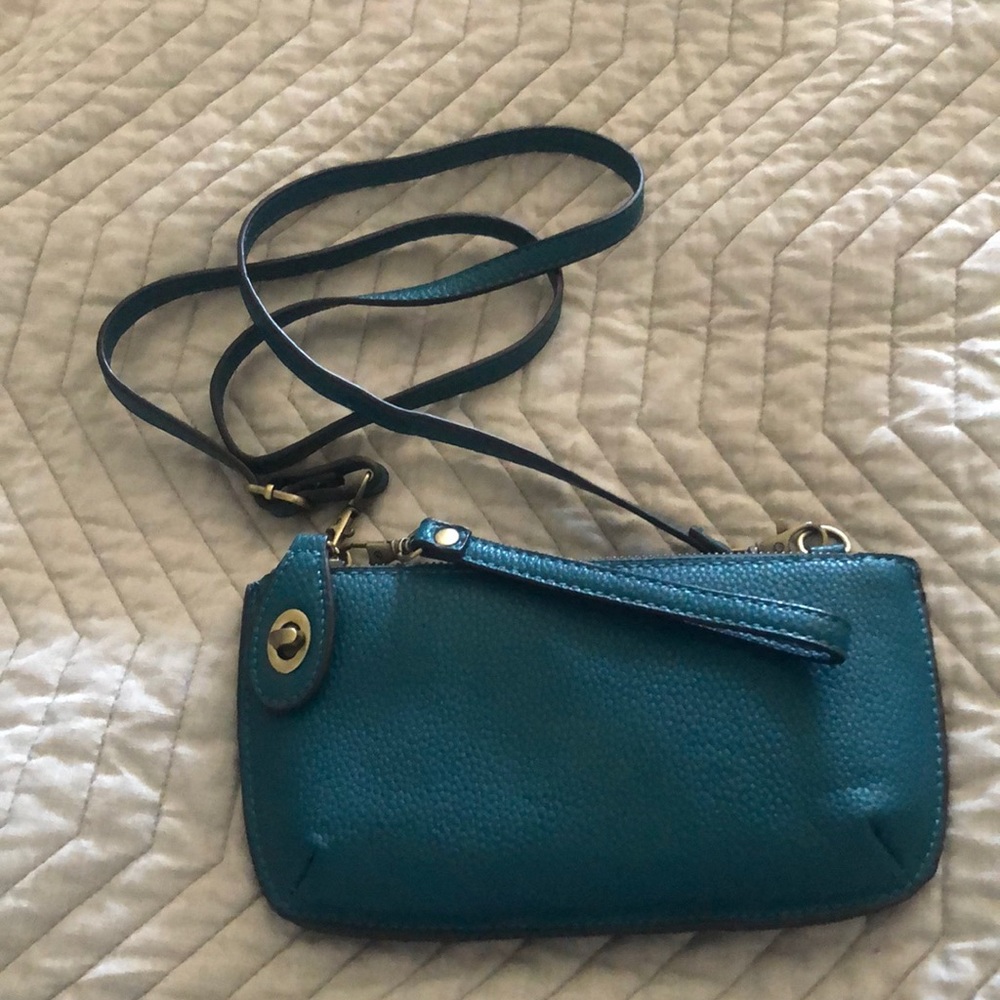 Teal (faux) leather crossbody purse
